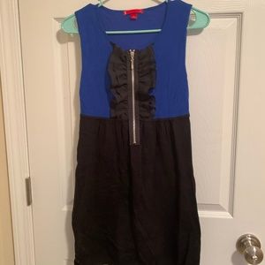 3/$10🌸 Black and Royal Liv Dress w/ Zipper Front